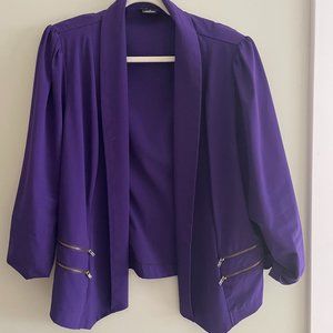 City Chic - Plus Size M - Bright Purple Tissue Weight Suit Jacket